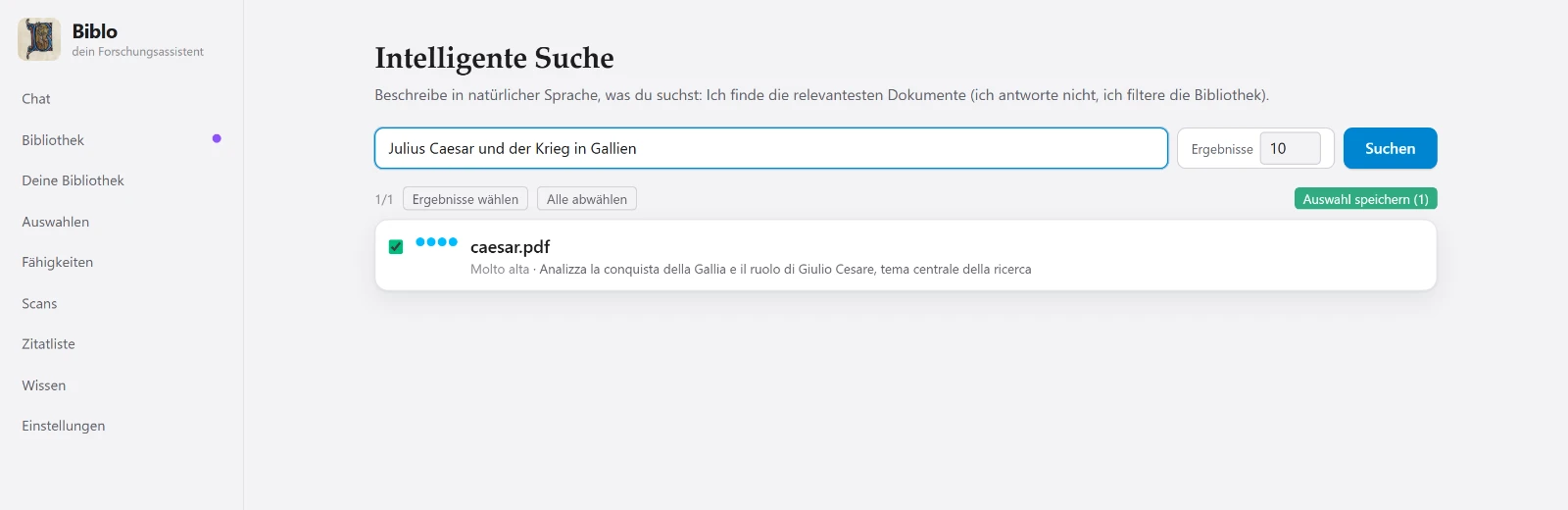 Die intelligente Suche von Biblo mit nach Relevanz geordneten Treffern