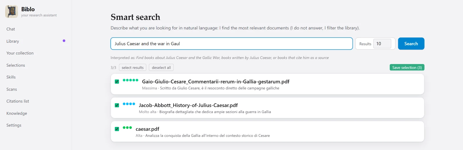 Biblo's smart search with results ranked by relevance